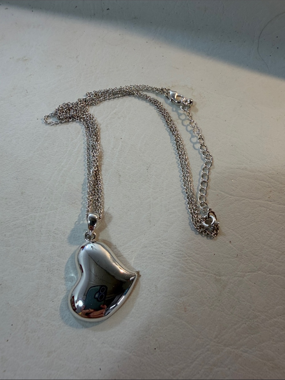 Avon Silver Heart Pendant Necklace - Polished Silver Tone